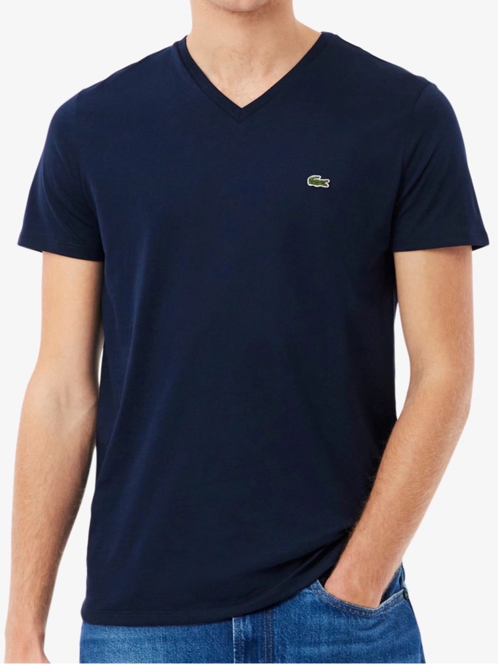 Lacoste Men's Lightweight Pima Cotton V-Neck T-Shirt